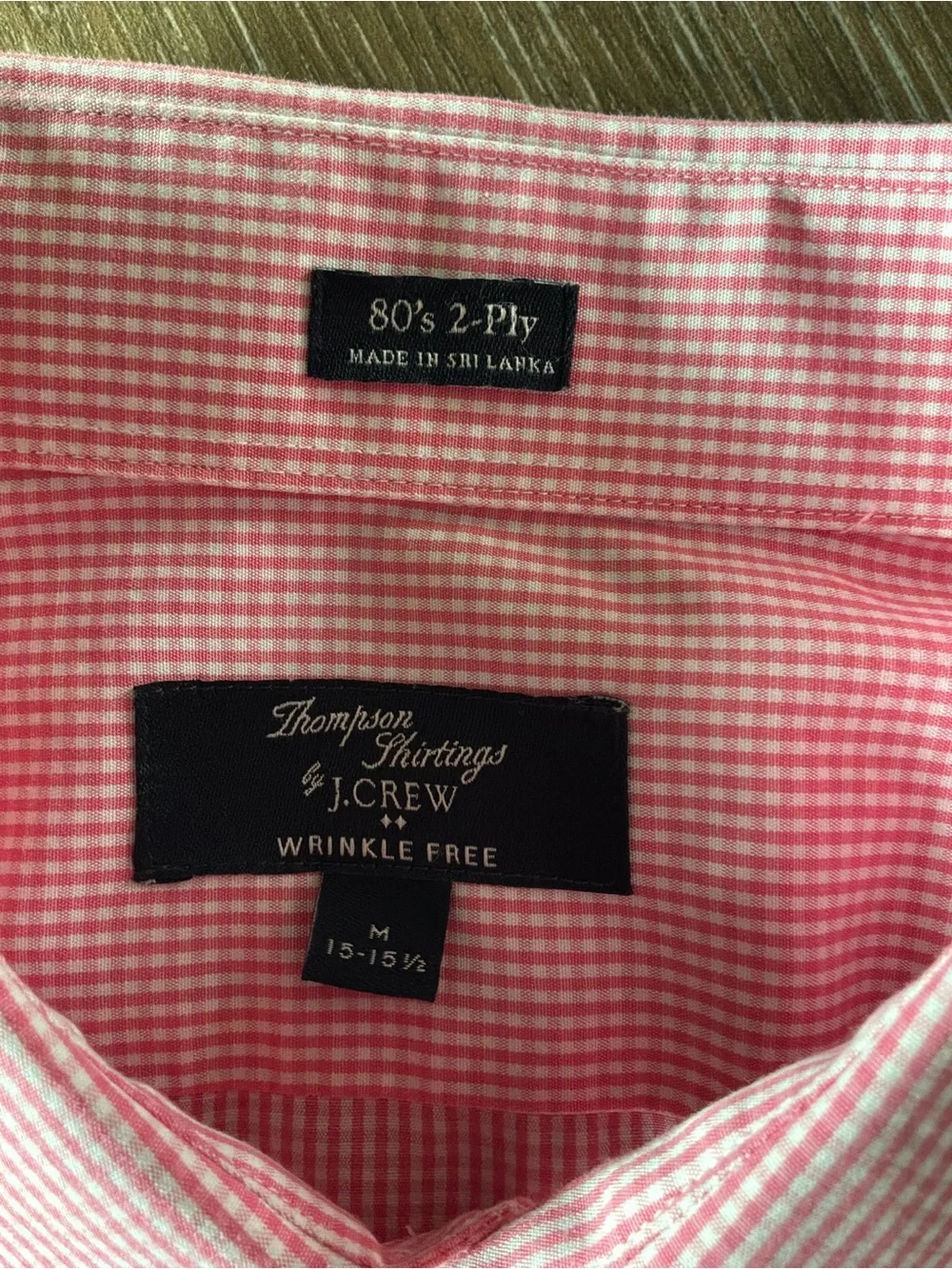 Thompson Shirting for J Crew pink gingham wrinkle free men’s shirt size medium